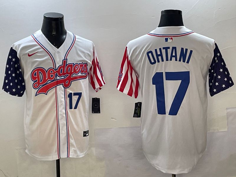 Men Los Angeles Dodgers 17 Ohtani White a generation of national flags Joint name 2025 Nike MLB Jersey style 21